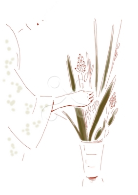 生花 中年 女のイラスト ファーストマテリアル