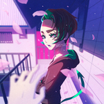 「あのひと、明け方しか見かけないけど、何号室の人だろう？」
軽いホラーのストーリーを意識して描いたものです。