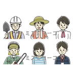 とあるお仕事に関わる様々な職業や住民を想定して描かせて頂きました。