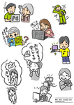 パソコンサービスのチラシでの説明イラスト